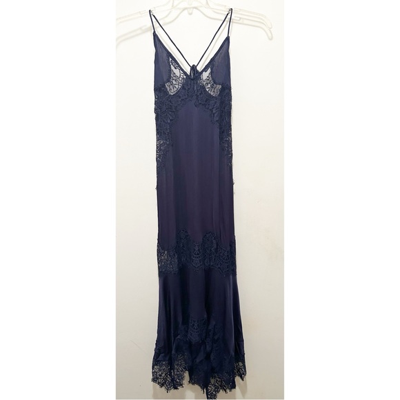Free People Navy Blue Lace-Trim Maxi Dress - Picture 6 of 7